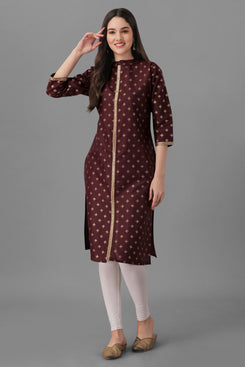 Admyrin Brown Bright & Beautiful Block Printed Chanderi Cotton Kurti