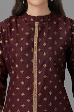 Admyrin Brown Bright & Beautiful Block Printed Chanderi Cotton Kurti