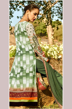 Bhelpuri Yellow and Off-white Printed Salwar Kameez with Chikan Work Bottom and Dupatta