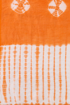 Admyrin Orange Chanderi Cotton Tie & Dye Printed Dupatta