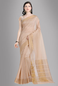 Bhelpuri Beige Linen Woven Saree with Blouse Piece
