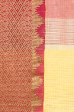 Bhelpuri Yellow Cotton Kota Doria Jacquard work Traditional Saree with Blouse Piece