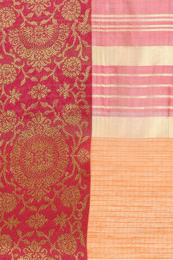 Bhelpuri Orange Cotton Kota Doria Jacquard work Traditional Saree with Blouse Piece