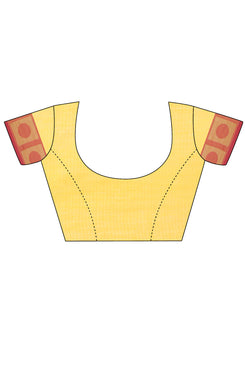 Bhelpuri Yellow Cotton Kota Doria Jacquard work Traditional Saree with Blouse Piece