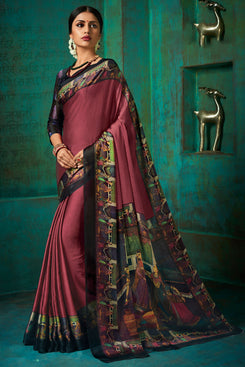 Bhelpuri Multi Poly Chiffon Printed Saree with Blouse Piece