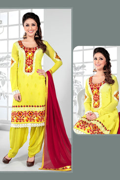 Bhelpuri Aarti Chhabria Lemon Yellow Color Pure Bemberg Salwar Suit with Dupatta