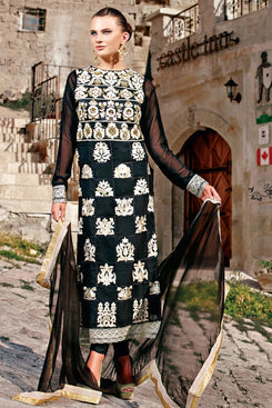 Bhelpuri Black Georgette Salwar Kameez with Chiffon Dupatta Having Embroidery Work