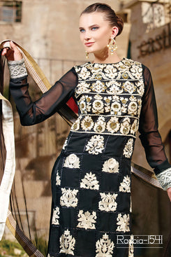 Bhelpuri Black Georgette Salwar Kameez with Chiffon Dupatta Having Embroidery Work