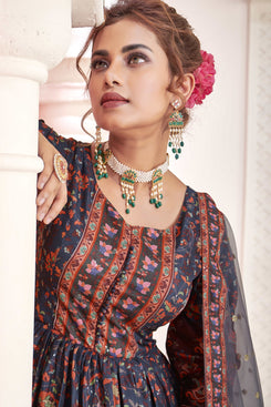 Admyrin Latest Designer Party Wear Dola Silk Gown With Dupatta