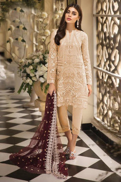 Bhelpuri Cream Butterfly Net Designer Party Wear Pakistani Suit
