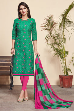 Admyrin Green Lakda Jacquard Jacquard Dress Material