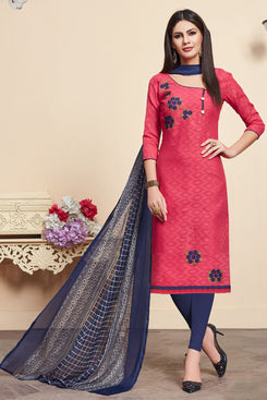 Admyrin Pink Lakda Jacquard Jacquard Dress Material