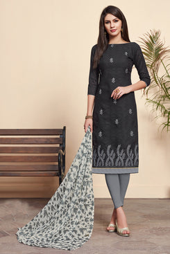 Admyrin Black Lakda Jacquard Jacquard Dress Material