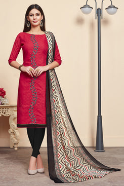 Admyrin Dark Pink Lakda Jacquard Jacquard Dress Material