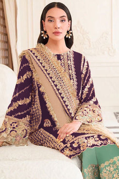 Admyrin Wine Organza Semi-stiched Party Wear Salwar Suit with Bottom and Dupatta