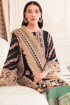 Admyrin Black Organza Semi-stiched Party Wear Salwar Suit with Bottom and Dupatta