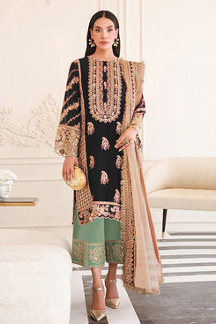 Admyrin Black Organza Semi-stiched Party Wear Salwar Suit with Bottom and Dupatta