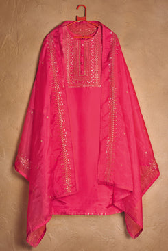 Bhelpuri Pink Pure Cotton lawn Designer Party Wear Plazzo Suit