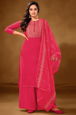 Bhelpuri Pink Pure Cotton lawn Designer Party Wear Plazzo Suit