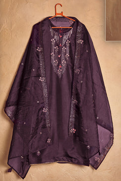Bhelpuri Purple Pure Cotton lawn Designer Party Wear Plazzo Suit
