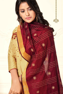 Admyrin Beige Cotton Woven Dress Material
