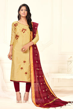 Admyrin Beige Cotton Woven Dress Material