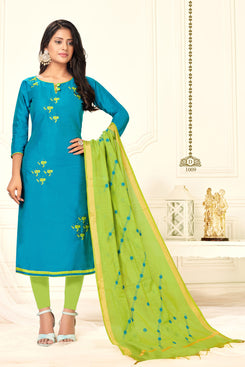 Admyrin Blue Cotton Woven Dress Material