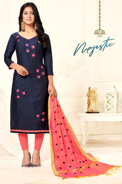 Admyrin Blue Cotton Woven Dress Material