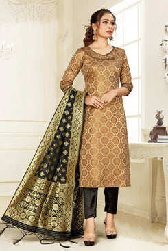 Admyrin Gold Cotton Silk Designer Festive Wear Salwar Suit
