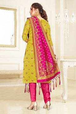 Admyrin Olive Green Banarasi Silk Designer Festive Wear Salwar Suit