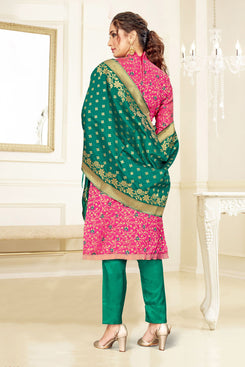 Admyrin Pink Banarasi Silk Designer Festive Wear Salwar Suit