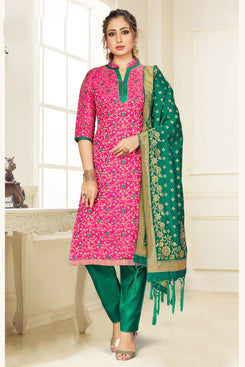 Admyrin Pink Banarasi Silk Designer Festive Wear Salwar Suit