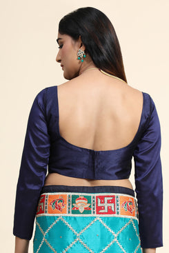 Admyrin Multi Chinon Padding Soft Silk Embroidery Saree with Blouse Piece
