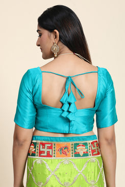 Admyrin Multi Chinon Padding Soft Silk Embroidery Saree with Blouse Piece