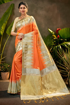 Bhelpuri Orange Phantom Silk Woven Traditional Saree with Blouse Piece