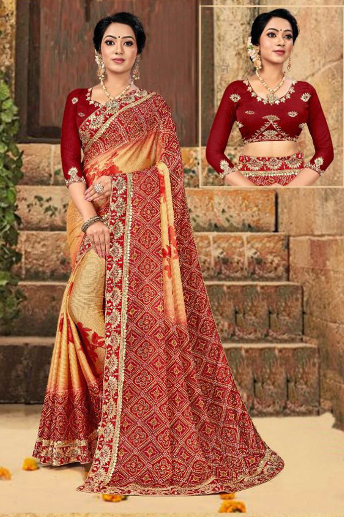 Pure Chiffon Heavy Jaal Work Saree – Yuvti