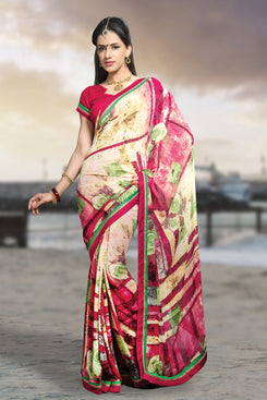 Bhelpuri Multi-color Georgette Saree with Dupioni Blouse Piece