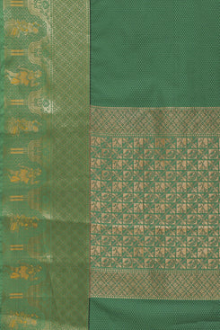 Bhelpuri Green Silk Blend Woven Saree with Green Blouse Piece