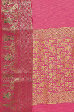 Bhelpuri Pink Silk Blend Woven Saree with Pink Blouse Piece