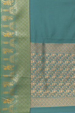 Bhelpuri Rama Green Silk Blend Woven Saree with Rama Green Blouse Piece