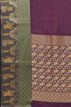 Bhelpuri Purple Silk Blend Woven Saree with Purple Blouse Piece