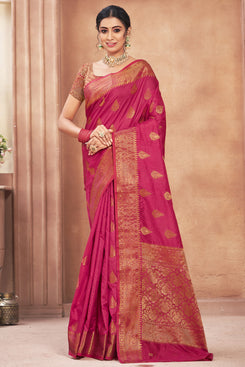 Admyrin Rani Cotton Silk Woven Saree with Blouse Piece