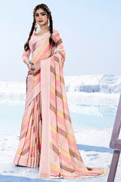 Admyrin Orange Georgette Printed Designer Party Wear Saree with Blouse Piece