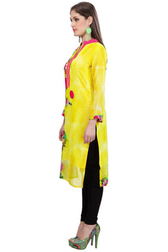 Admyrin Yellow Georgette Printed Kurti