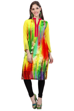 Admyrin Yellow Georgette Printed Kurti