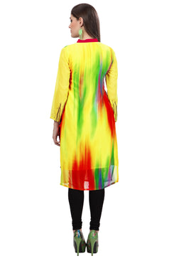 Admyrin Yellow Georgette Printed Kurti