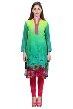 Admyrin Aqua Georgette Printed Kurti