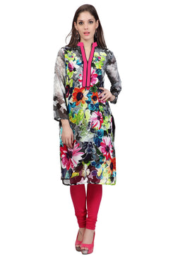 Admyrin Grey Georgette Printed Kurti