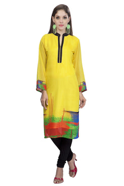 Admyrin Yellow Georgette Printed Kurti