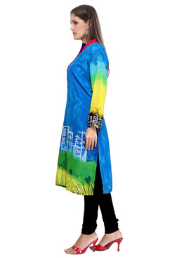 Admyrin Blue Georgette Printed Kurti